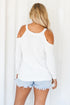 Sexy White Cold Shoulder Lace up Detail Knit Sweater Top